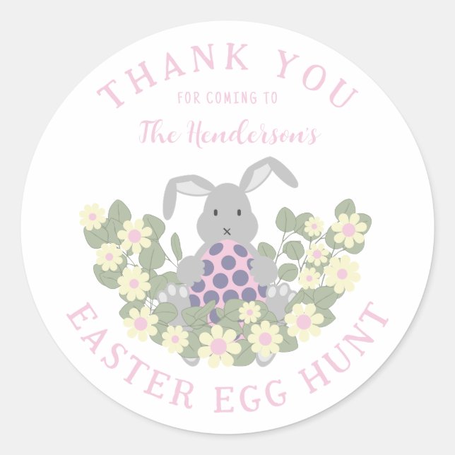 Osterhasen Eizelljagd Floral Vielen Dank Runder Aufkleber (Vorderseite)