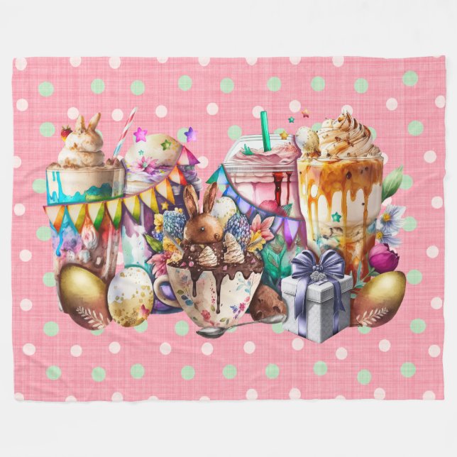 Osterhasen Extravagante Kaffeetrinks Fleecedecke (Vorderseite (Horizontal))
