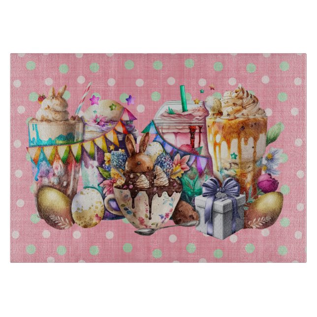 Osterhasen Extravagante Kaffeetrinks Schneidebrett (Vorderseite)