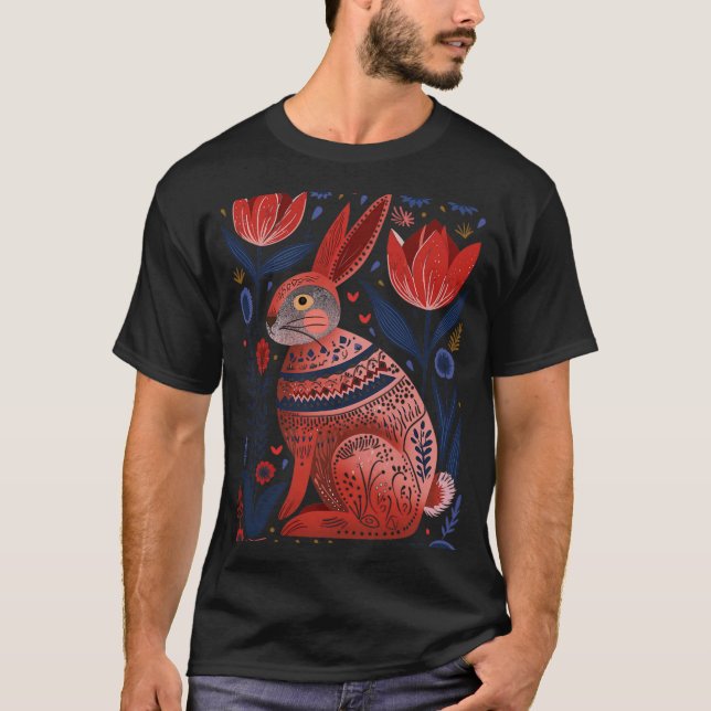 Osterhasen Frühling Norwegisch Skandinavien T-Shirt (Vorderseite)