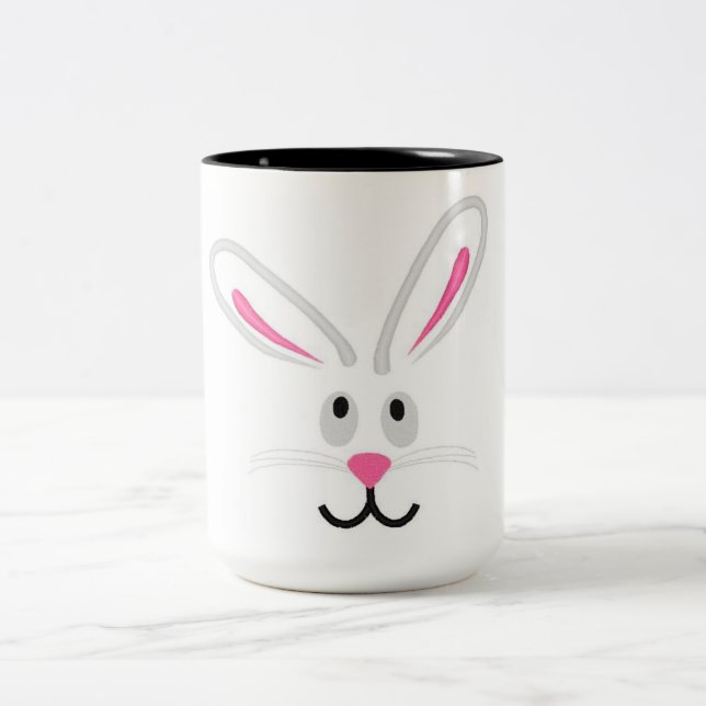 Osterhasen-Gesicht Zweifarbige Tasse (Mittel)