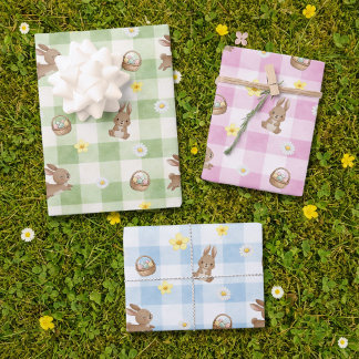 Osterhasen-Gingham-Geschenkpapierbögen Geschenkpapier Set