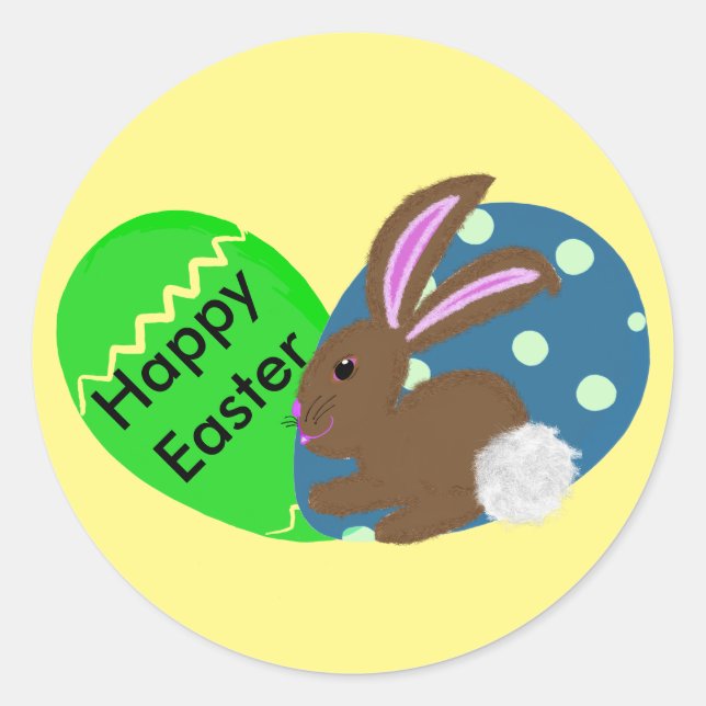 Osterhasen Grüne Ostereier Runder Aufkleber (Vorderseite)