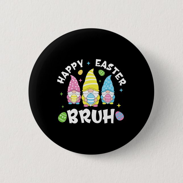 Osterhasen-Hase-Fröhlicher-Ostern-Gnom Button (Vorderseite)