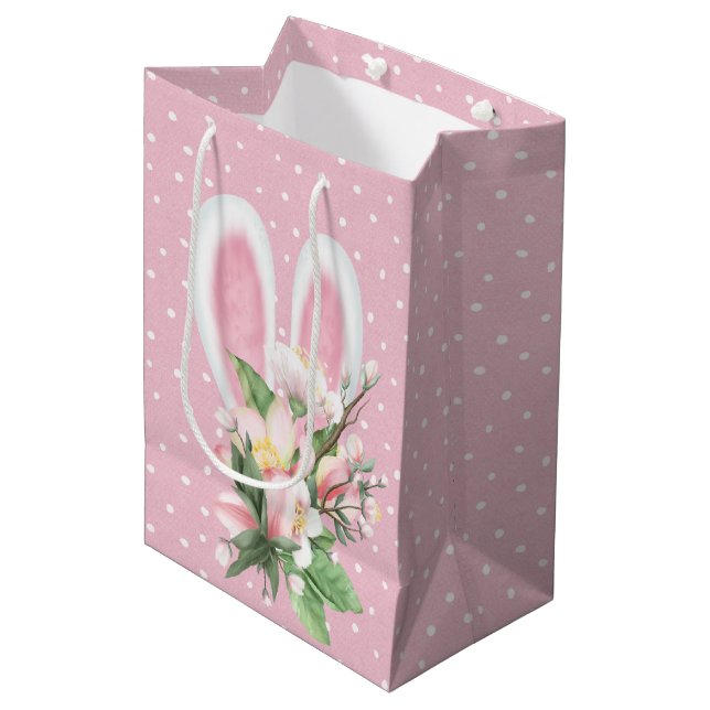 Osterhasen in Blume Bouquet Mittlere Geschenktüte (Vorderseite Schrägansicht)