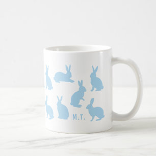 Osterhasen in Pastellblau mit individuellem Monogr Kaffeetasse