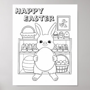 Osterhasen-Kaninchen-Ei-Kinder-Malbuch-Poster Poster