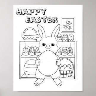 Osterhasen-Kaninchen-Ei-Kinder-Malbuch-Poster Poster