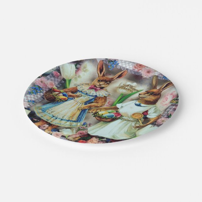 Osterhasen-Kaninchen Pappteller (Schrägansicht)