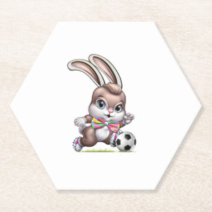 Osterhasen-Kaninchen-T-Shirt mit Fußball für B Untersetzer