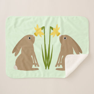 Osterhasen-Kaninchen und Daffodische Blume Sherpadecke