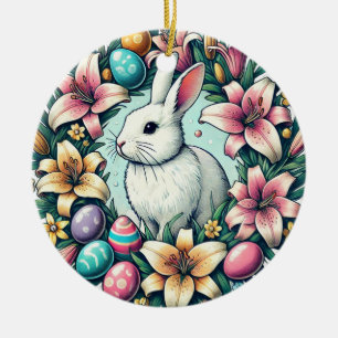 Osterhasen-Kanincheneier Keramik Ornament
