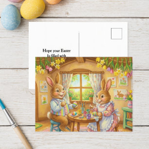 Osterhasen-Kaninfamilie-Grußpostkarte Feiertagspostkarte
