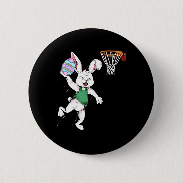 Osterhasen Kinder Jungen Männer Rabbit Dunking Bys Button (Vorderseite)