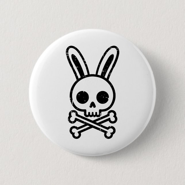 Osterhasen-Kreuzknochen Kaninchen Goth Men Boy Button (Vorderseite)