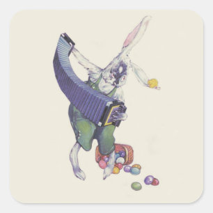 Osterhasen-Küken-Korb bunte Eier Quadratischer Aufkleber