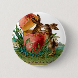 Osterhasen-Kuss Vintage Button
