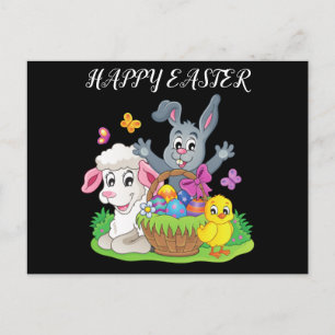 Osterhasen, Lamm und Küken-Postkarte. Postkarte