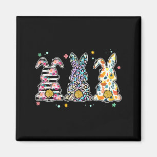 Osterhasen Leoparden-Blumen-Illustration Magnet