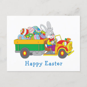 Osterhasen Lieferwagen Feiertagspostkarte