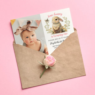 Osterhasen-Mädchen-Foto-Geburtstags-Einladung Pos Postkarte