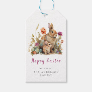 Osterhasen mit Blumen Geschenkanhänger