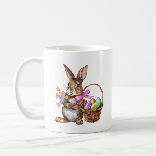 Osterhasen mit Korb und Eiern Kaffeetasse (Links)