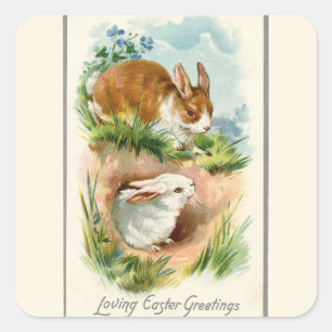 Osterhasen mit Liebe zu Ostern Quadratischer Aufkleber