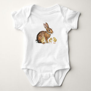 Osterhasen mit Osterhühnchen Baby Strampler
