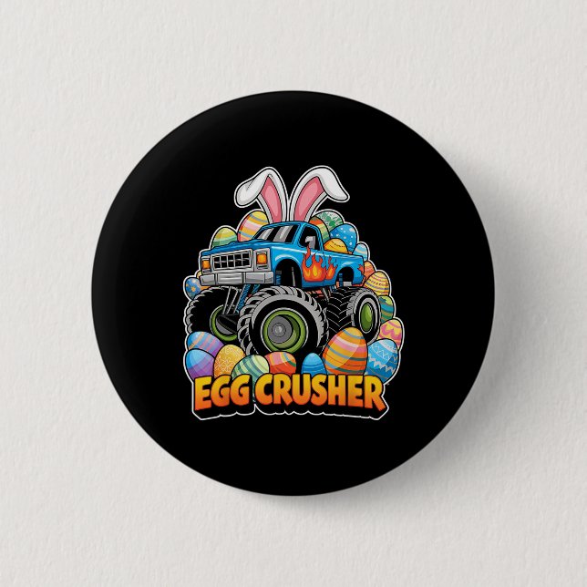 Osterhasen-Monstertruck-Eierzerstörer Lustiger Ost Button (Vorderseite)