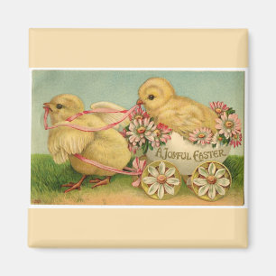 Osterhasen-Niedliche-Fluffige-Küken Magnet