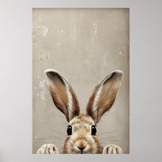Osterhasen-Ohren-Druck, Vintage-Rustikal-Kaninchen Poster