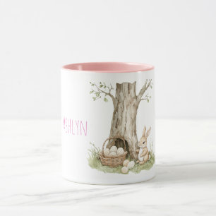Osterhasen-Oster-Eier im Korb Baum Tasse