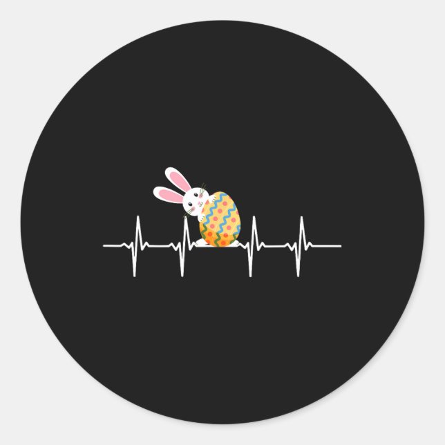 Osterhasen-Ostereier Herzschlag Herz-Rabbit-Schnit Runder Aufkleber (Vorderseite)