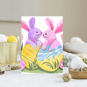 Osterhasen   Pastell-Aquarell Feiertagspostkarte