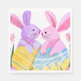 Osterhasen | Pastell-Aquarell Serviette