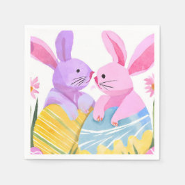Osterhasen | Pastell-Aquarell Serviette