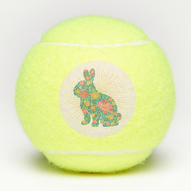 Osterhasen Pastell Retro Floral Tennisbälle (Vorderseite)