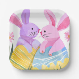 Osterhasen | Pastell Wasserfarbe Pappteller