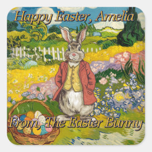 Osterhasen-Sticker Quadratischer Aufkleber