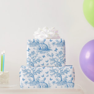 Osterhasen-Toile-de-Jouy-Muster Geschenkpapier