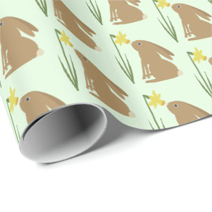 Osterhasen und Daffodische Blume Gemustert Geschenkpapier