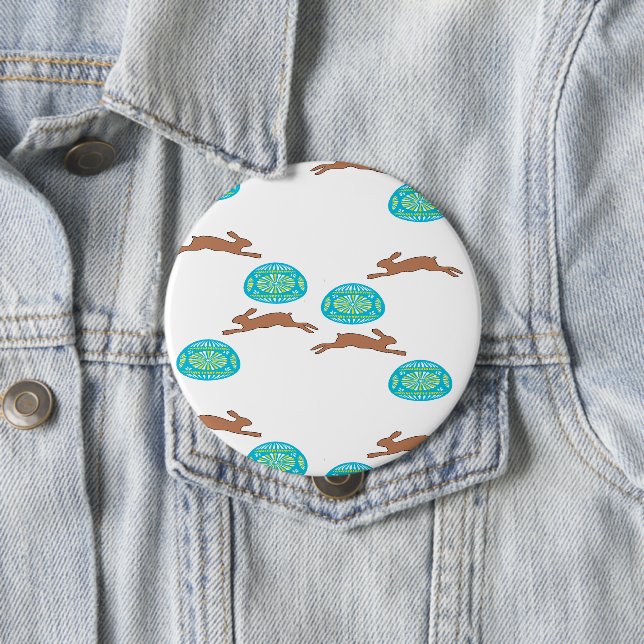 Osterhasen und Eier in Weiß Button (Beispiel)