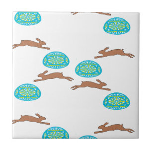 Osterhasen und Eier in Weiß Fliese