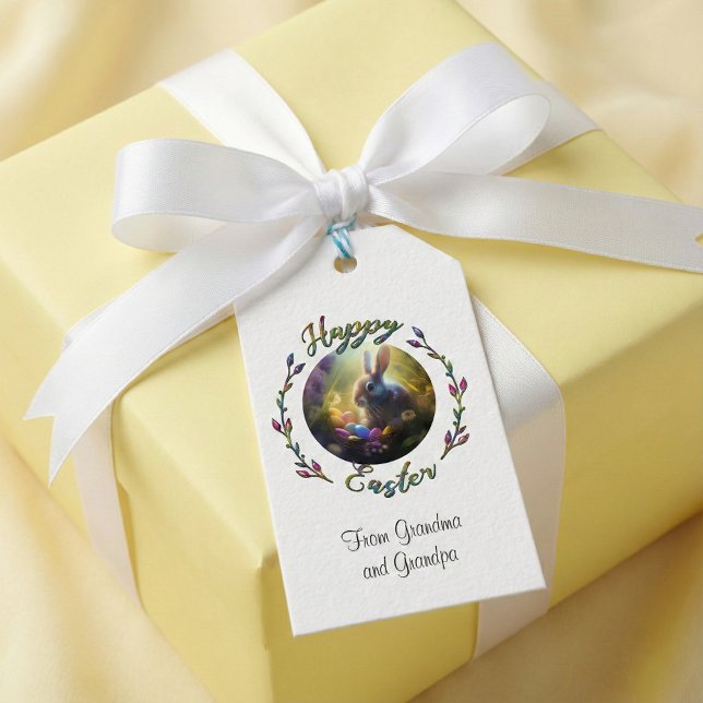 Osterhasen und Küken mit Eierkörben Geschenkanhänger (Von Creator hochgeladen)