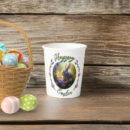 Osterhasen und Küken mit Eierkörben Pappbecher