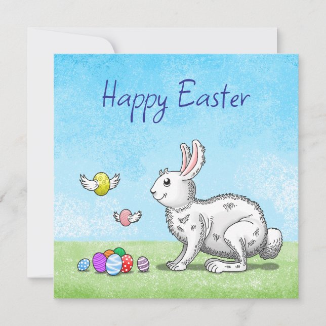 Osterhasen- und Ostereier Feiertagskarte (Vorderseite)