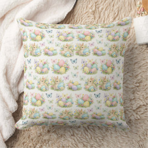 Osterhasen und Ostereier in Pastell Blumen und Sch Kissen