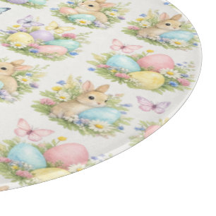 Osterhasen und Ostereier in Pastell Blumen und Sch Schneidebrett