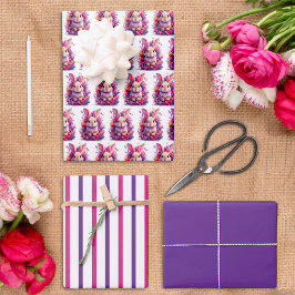 Osterhasen-Wrapping-Papier-Flachblatt-Set 3 Geschenkpapier Set